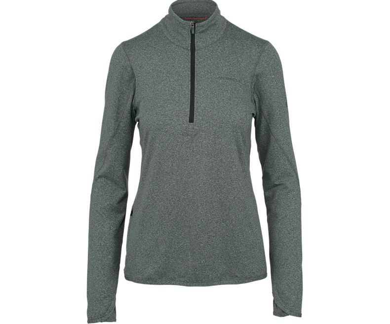 Merrell BetaTherm 1/4 Zip Mid-Layer Fleece Skjorter Med Lange Armer Dame Svarte | 38812W-1LB