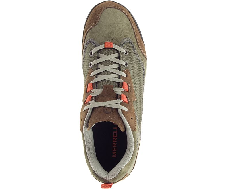 Merrell Burnt Rock Travel Semsket Skinn Fritidssko Herre Olivengrønne | 33354M-2CO