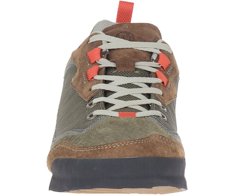 Merrell Burnt Rock Travel Semsket Skinn Fritidssko Herre Olivengrønne | 33354M-2CO