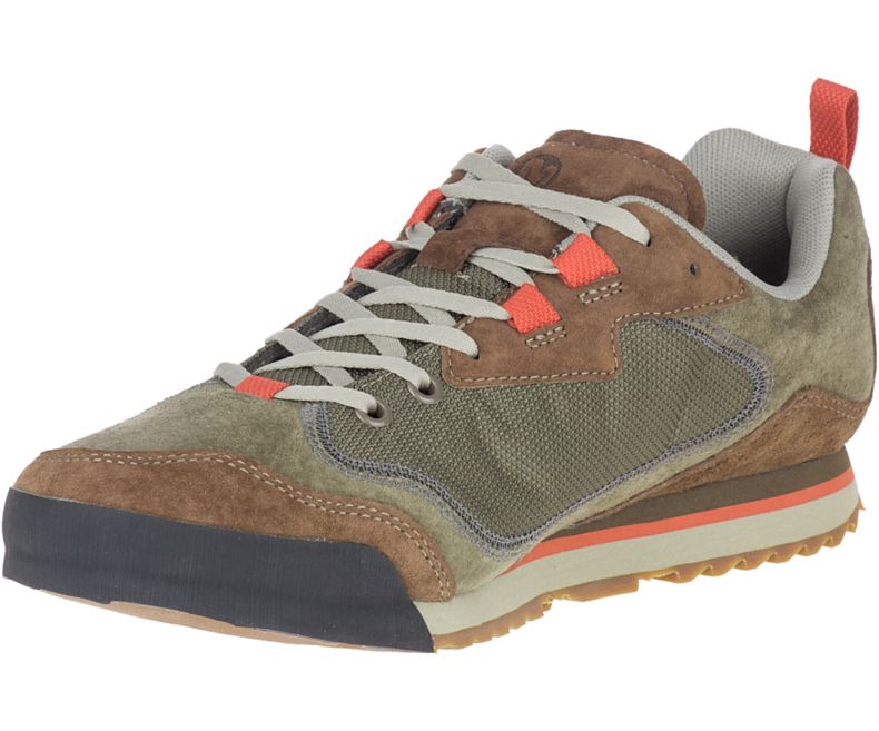 Merrell Burnt Rock Travel Semsket Skinn Fritidssko Herre Olivengrønne | 33354M-2CO