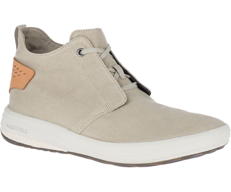 Merrell Gridway Mid Canvas Fjellstøvler Herre Beige | 41378M-2HB