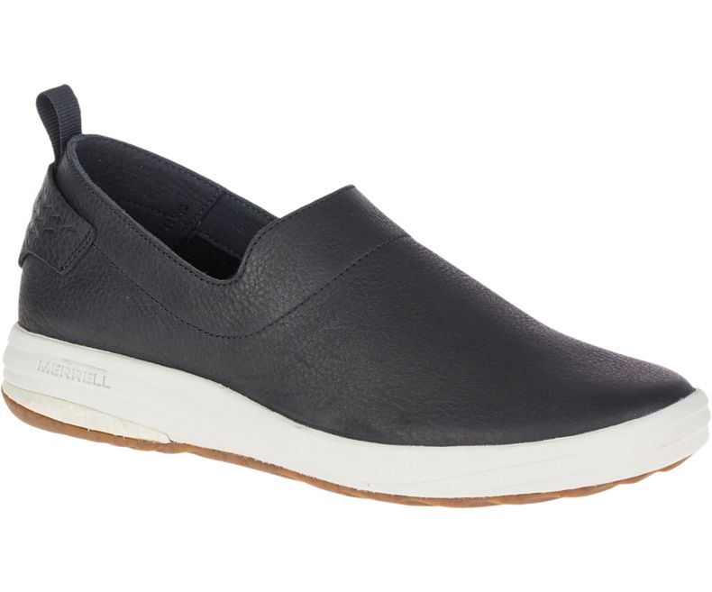 Merrell Gridway Moc Lær Fritidssko Dame Svarte | 41066W-1CB