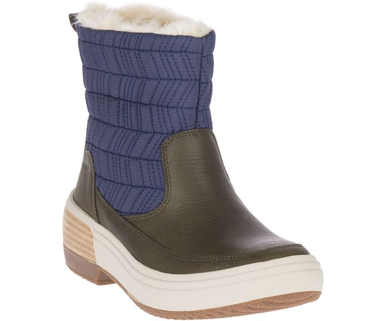 Merrell Haven Bluff Polar Vanntette Vanntette Sko Dame Blå Olivengrønne | 41499W-1WB