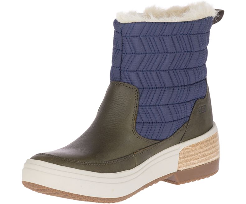 Merrell Haven Bluff Polar Vanntette Vanntette Sko Dame Blå Olivengrønne | 41499W-1WB