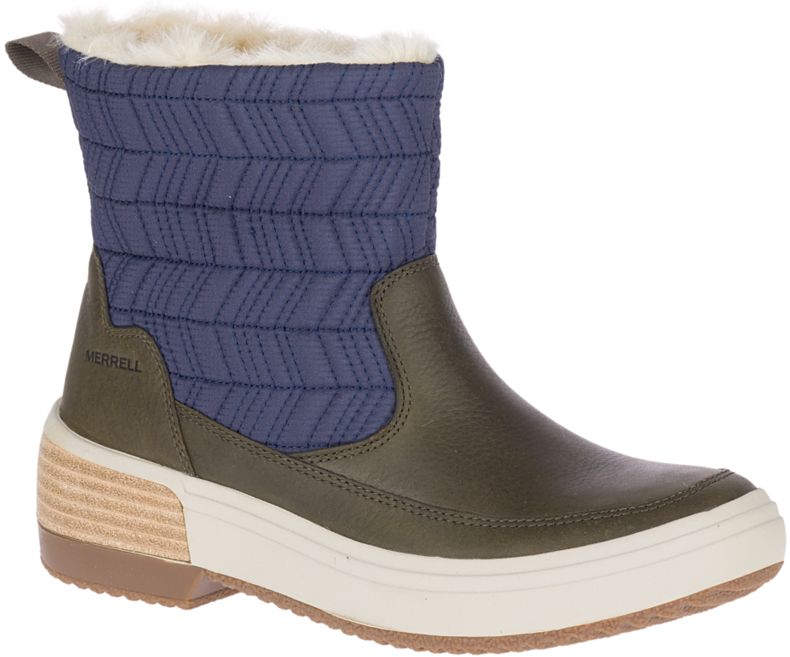 Merrell Haven Bluff Polar Vanntette Vanntette Sko Dame Blå Olivengrønne | 41499W-1WB