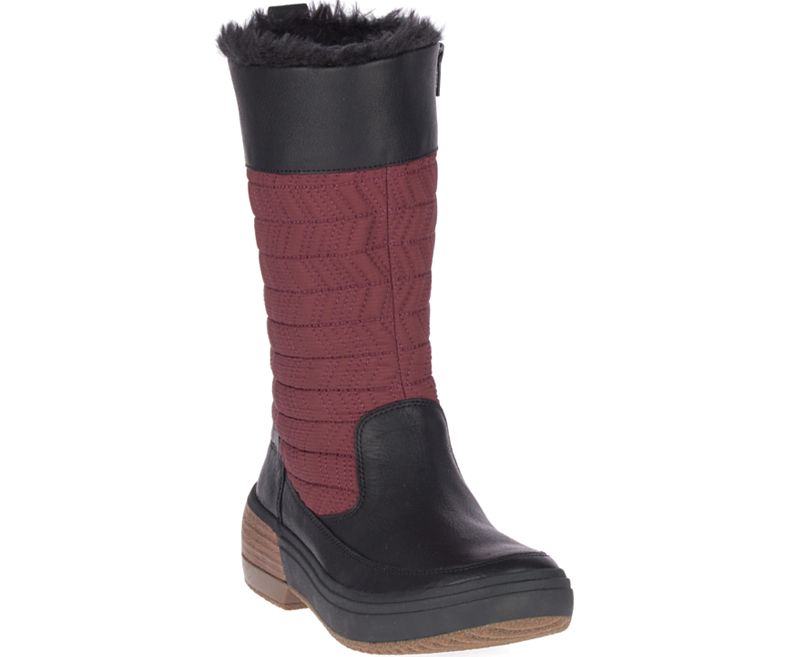 Merrell Haven Pull On Polar Vanntette Vinterstøvler Dame Mørke Rød Svarte | 41500W-1WD