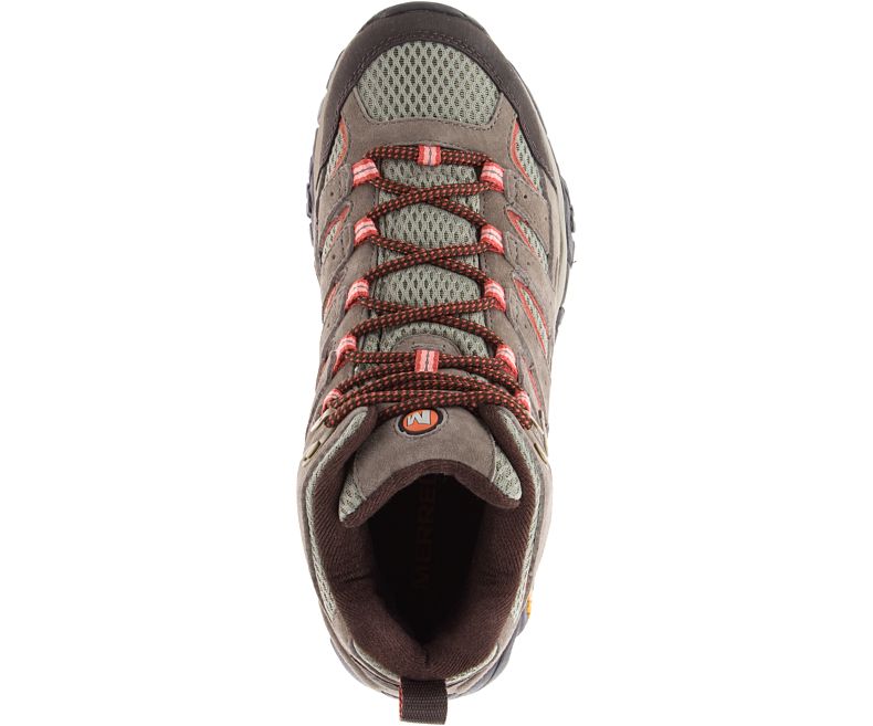 Merrell Moab 2 Mid Vanntette Brede Bredde Fjellsko Dame Brune Mørke Rød | 27934W-1HB