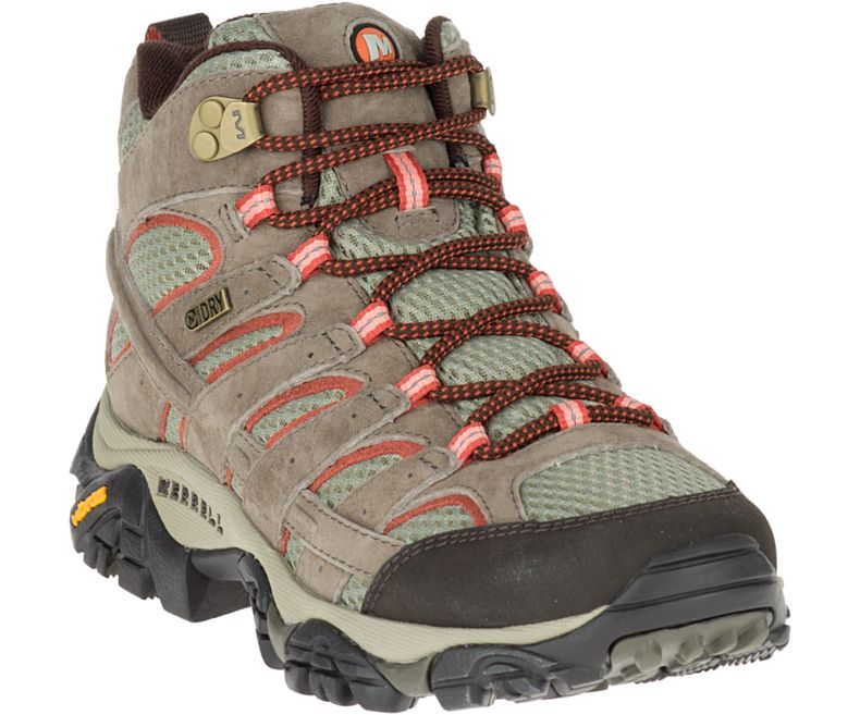 Merrell Moab 2 Mid Vanntette Brede Bredde Fjellsko Dame Brune Mørke Rød | 27934W-1HB