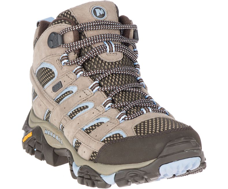 Merrell Moab 2 Mid Vanntette Fjellsko Dame Brune Lyse Blå | 27933W-1HB