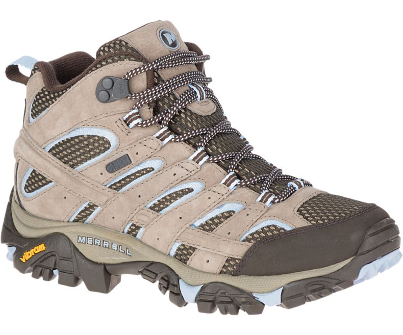 Merrell Moab 2 Mid Vanntette Fjellsko Dame Brune Lyse Blå | 27933W-1HB