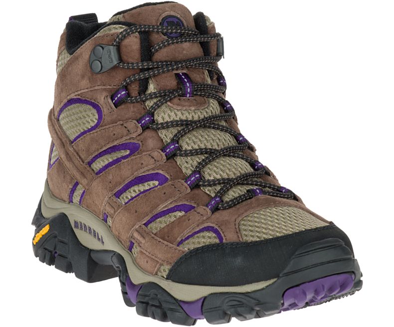 Merrell Moab 2 Mid Ventilator Brede Bredde Fjellsko Dame Brune Lilla | 27938W-1HB