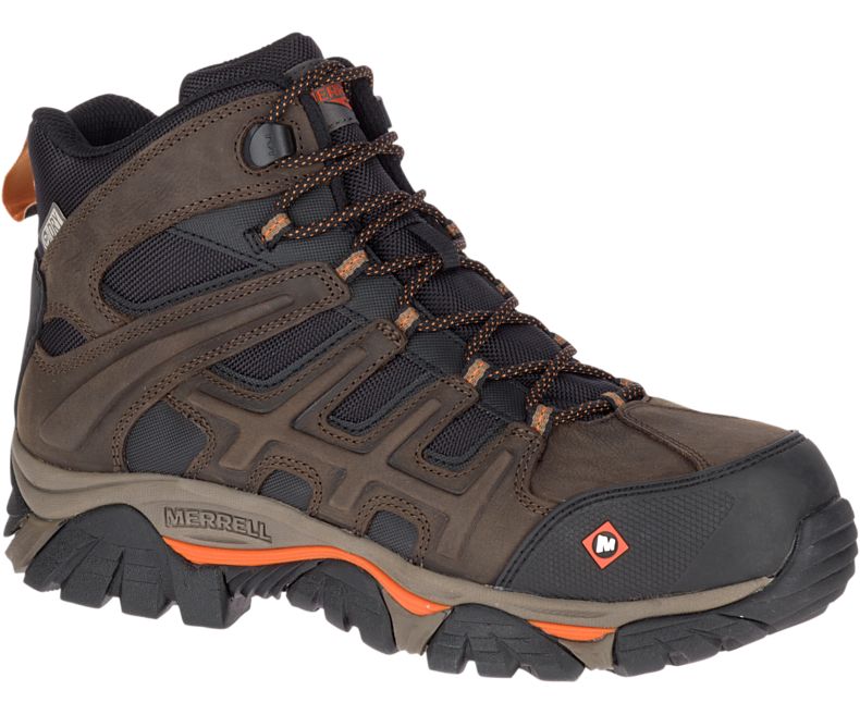 Merrell Moab 2 Peak Mid Vanntette Comp Tå Arbeids Boot Vanntette Sko Herre Mørke Brune | 33504M-2WD