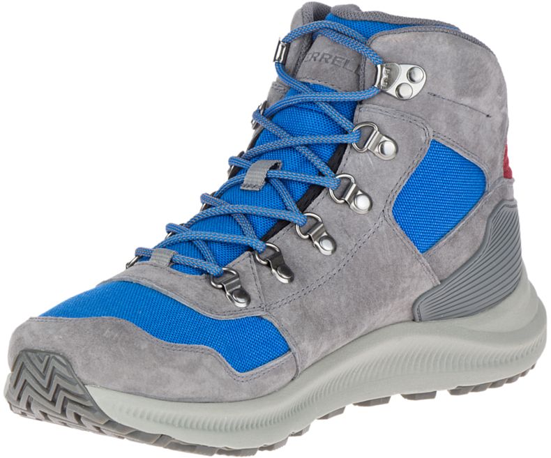 Merrell Ontario 85 Mid Vanntette Fjellsko Herre Grå Blå | 39219M-2HA