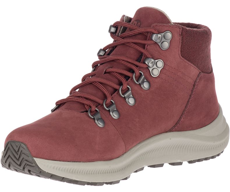 Merrell Ontario Mid Vanntette Fjellsko Dame Mørke Rød | 35912W-1HA