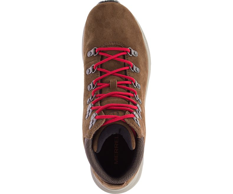 Merrell Ontario Semsket Skinn Mid Fjellsko Herre Mørke Brune | 40757M-2HA