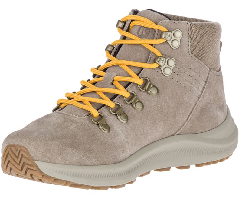 Merrell Ontario Semsket Skinn Mid Gåsko Dame Brune Gul | 40756W-1WA