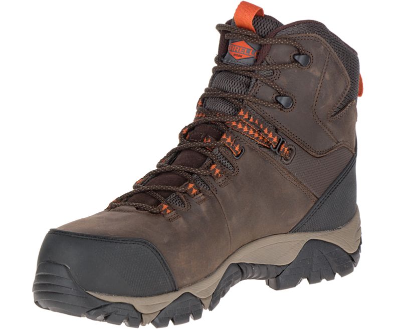 Merrell Phaserbound Mid Vanntette Comp Tå Arbeids Boot Vanntette Sko Herre Mørke Brune | 29079M-2WD