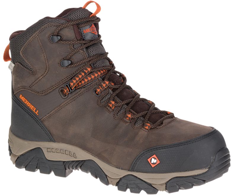 Merrell Phaserbound Mid Vanntette Comp Tå Arbeids Boot Vanntette Sko Herre Mørke Brune | 29079M-2WD