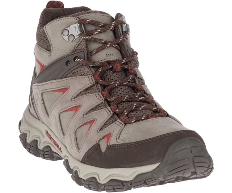 Merrell Pulsate 2 Mid Lær Vanntette Fjellsko Herre Beige Rød | 36108M-2HB