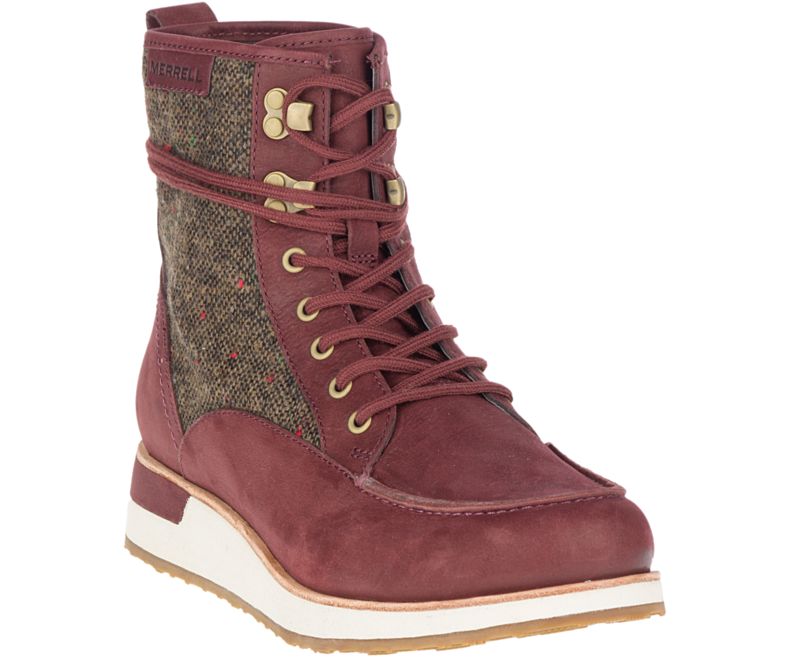 Merrell Roam Mid Fritidssko Dame Mørke Rød Olivengrønne | 40977W-1CD