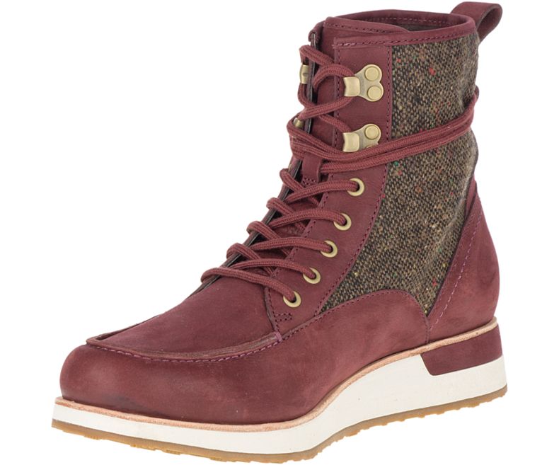Merrell Roam Mid Fritidssko Dame Mørke Rød Olivengrønne | 40977W-1CD