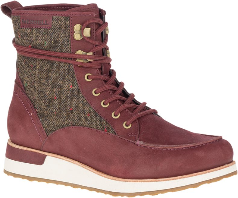 Merrell Roam Mid Støvler Dame Mørke Rød Olivengrønne | 40977W-1BD
