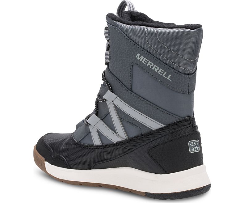 Merrell Snow Crush Vanntette Boot Vinterstøvler Barn Grå Svarte | 35017K-1SG