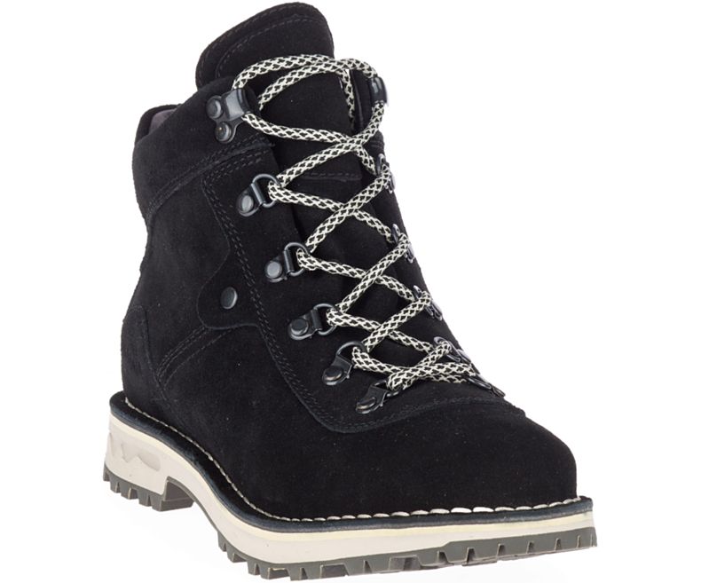 Merrell Sugarbush Vanntette Semsket Skinn Støvler Dame Svarte | 40973W-1BB