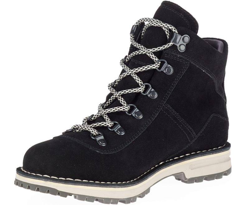 Merrell Sugarbush Vanntette Semsket Skinn Støvler Dame Svarte | 40973W-1BB