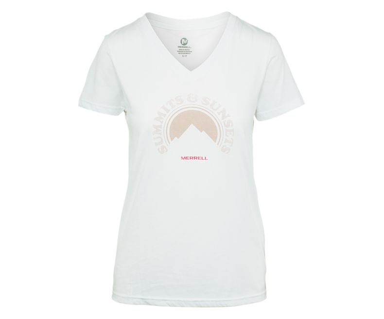 Merrell Summits and Sunsets Tee Skjorter Med Korte Ermer Dame Hvite | 41226W-1SW