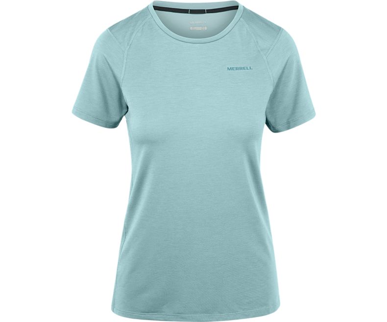 Merrell Tencel® Kort Sleeve Tee with drirelease® Fabric Skjorter Med Korte Ermer Dame Blå | 38891W-1SA