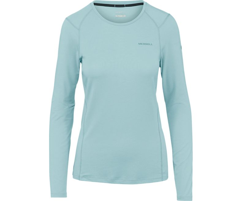 Merrell Tencel® Long Sleeve Tee with drirelease® Fabric Skjorter Med Lange Armer Dame Blå | 41281W-1LA