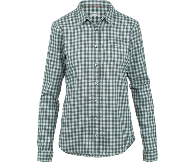 Merrell Trailhead Long Sleeve Flannel Skjorter Med Lange Armer Dame Blå | 41536W-1LB