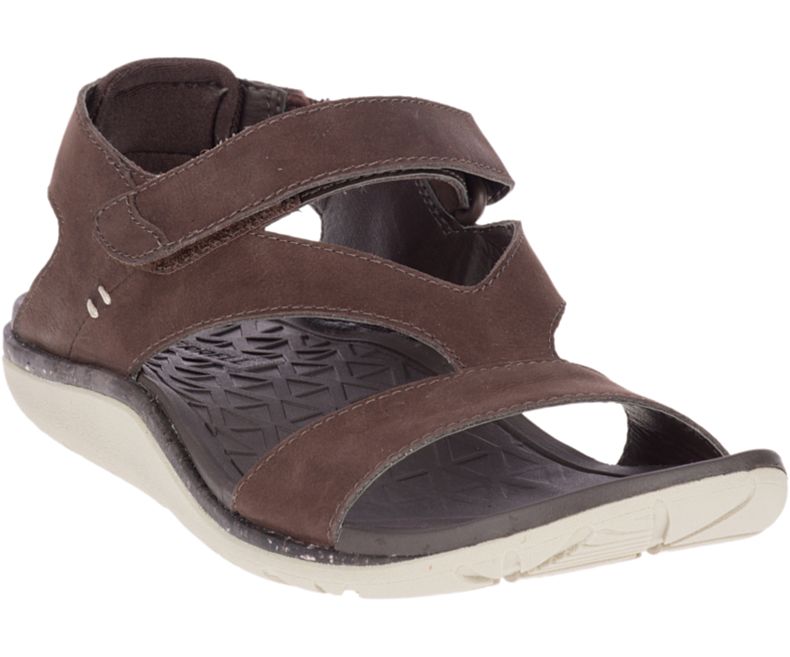 Merrell Trailway Backstrap Lær Sandaler Dame Brune | 36403W-1SB