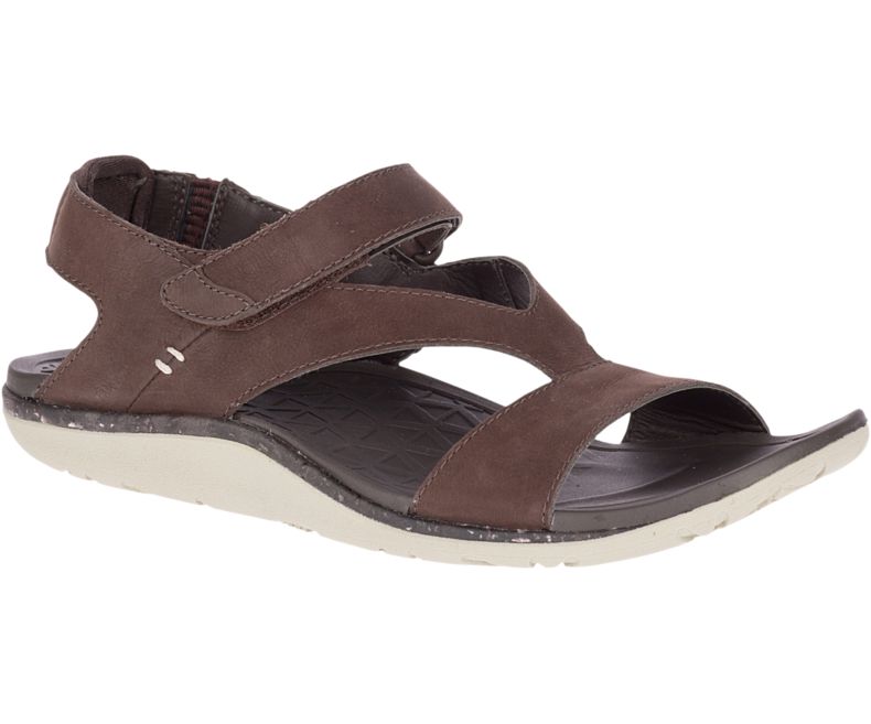 Merrell Trailway Backstrap Lær Sandaler Dame Brune | 36403W-1SB