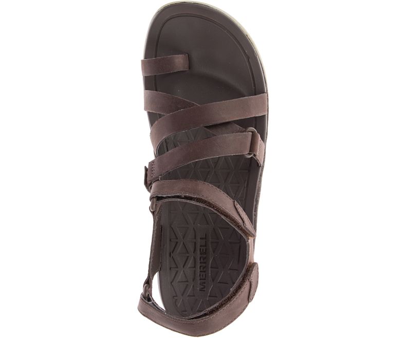 Merrell Trailway Wrap Lær Sandaler Dame Brune | 36404W-1SA
