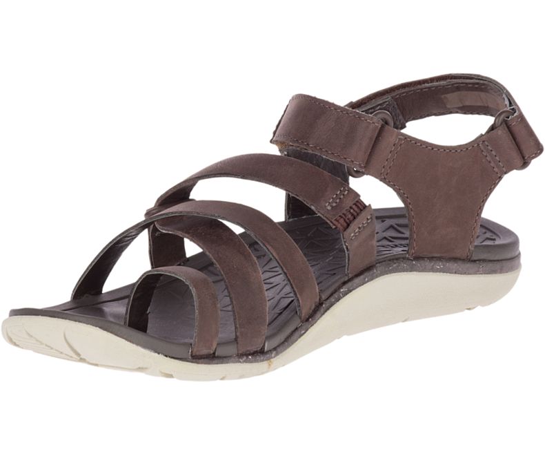 Merrell Trailway Wrap Lær Sandaler Dame Brune | 36404W-1SA