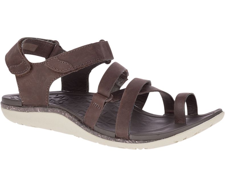 Merrell Trailway Wrap Lær Sandaler Dame Brune | 36404W-1SA