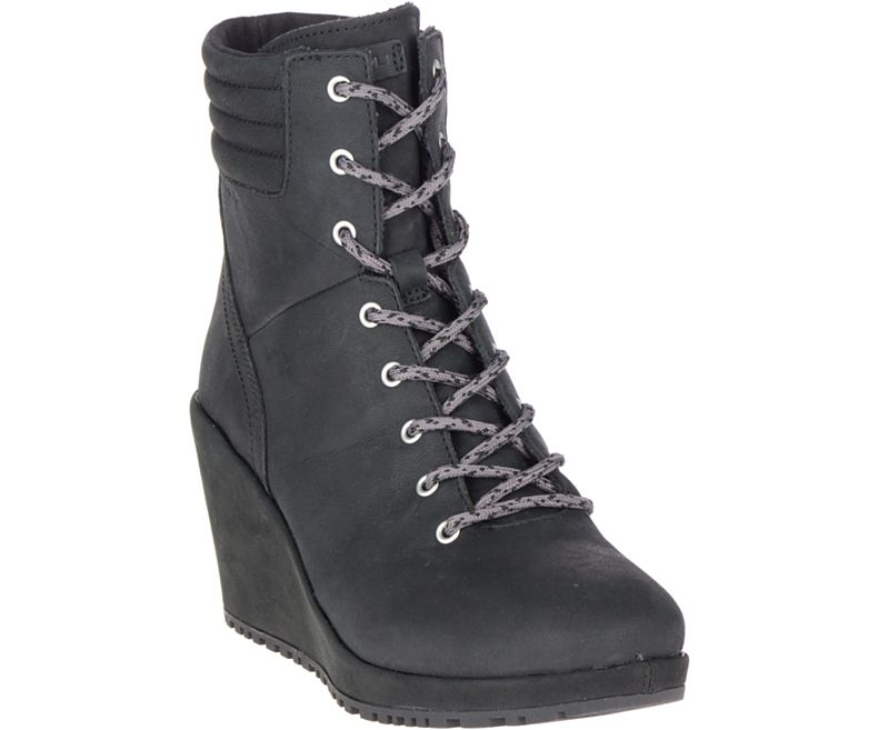Merrell Tremblant Wedge Boot Vanntette Vanntette Sko Dame Svarte | 40980W-1WB