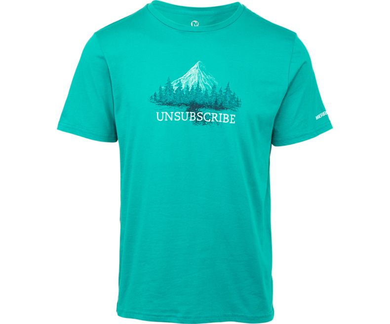 Merrell Unsubscribe Grafiske T-Shirt Skjorter Med Korte Ermer Herre Grønn Blå | 37573M-2SG